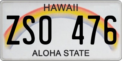 HI license plate ZSO476