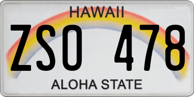 HI license plate ZSO478