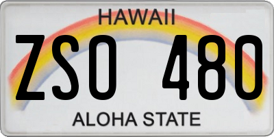 HI license plate ZSO480