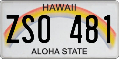 HI license plate ZSO481