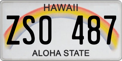 HI license plate ZSO487