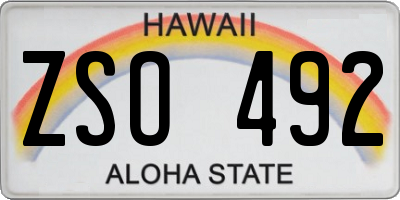 HI license plate ZSO492