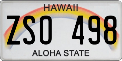 HI license plate ZSO498