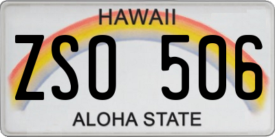 HI license plate ZSO506