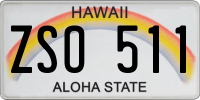 HI license plate ZSO511