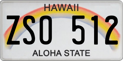 HI license plate ZSO512
