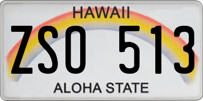 HI license plate ZSO513