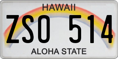 HI license plate ZSO514