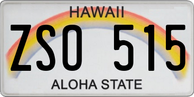 HI license plate ZSO515