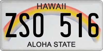 HI license plate ZSO516