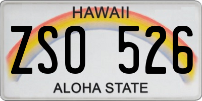 HI license plate ZSO526