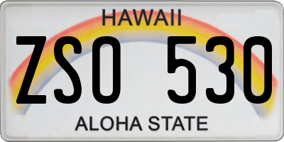 HI license plate ZSO530