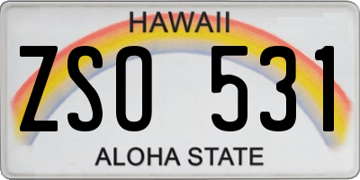 HI license plate ZSO531