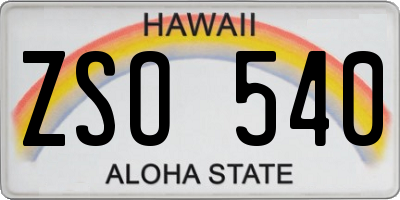 HI license plate ZSO540