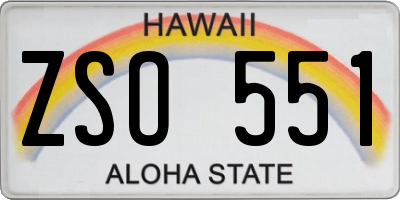 HI license plate ZSO551