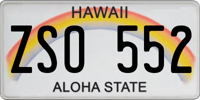 HI license plate ZSO552