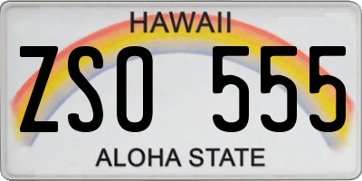 HI license plate ZSO555