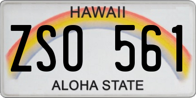 HI license plate ZSO561