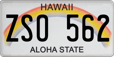 HI license plate ZSO562