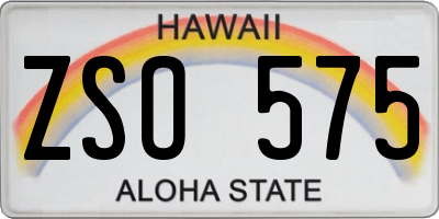 HI license plate ZSO575
