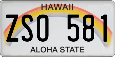 HI license plate ZSO581