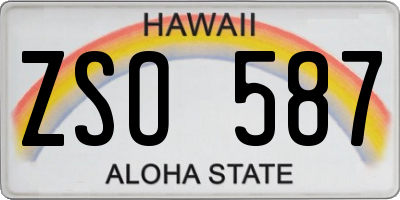 HI license plate ZSO587