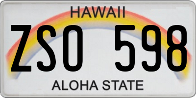 HI license plate ZSO598