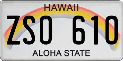 HI license plate ZSO610