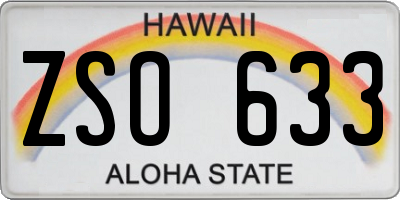 HI license plate ZSO633