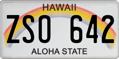 HI license plate ZSO642