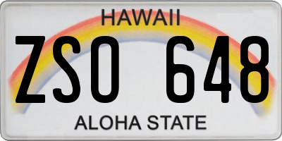 HI license plate ZSO648