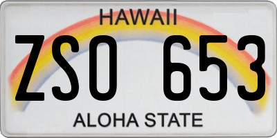 HI license plate ZSO653