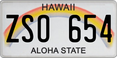HI license plate ZSO654