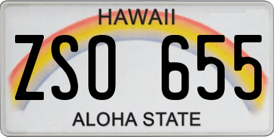 HI license plate ZSO655