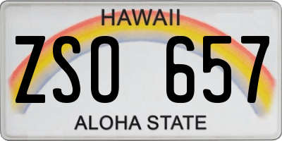 HI license plate ZSO657