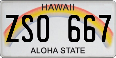 HI license plate ZSO667