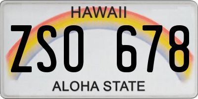 HI license plate ZSO678