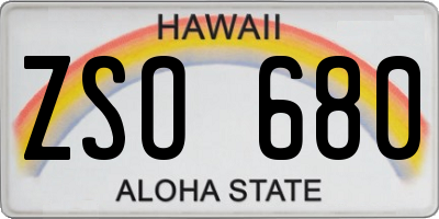 HI license plate ZSO680
