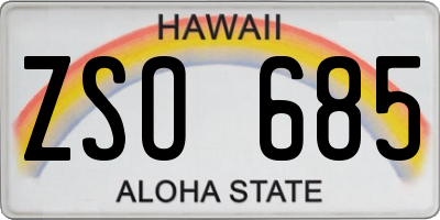 HI license plate ZSO685