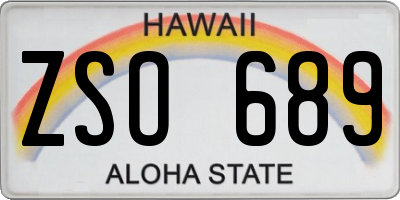 HI license plate ZSO689