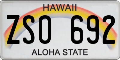 HI license plate ZSO692