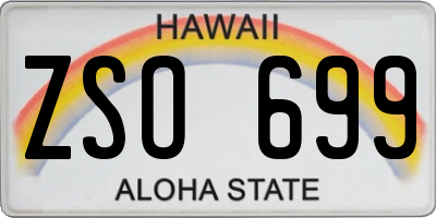 HI license plate ZSO699