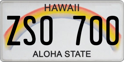 HI license plate ZSO700