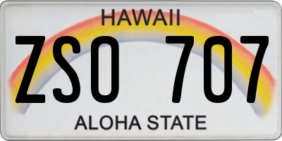 HI license plate ZSO707