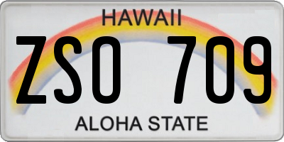 HI license plate ZSO709