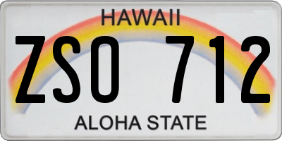 HI license plate ZSO712