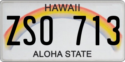 HI license plate ZSO713