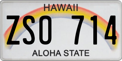 HI license plate ZSO714