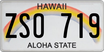 HI license plate ZSO719