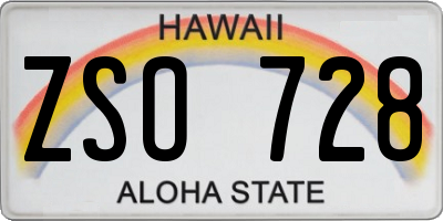 HI license plate ZSO728